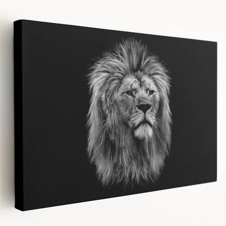 Stretched canvas wall art featuring a majestic lion design in warm earth tones, showcasing intricate details and textures, perfect for wildlife enthusiasts and home decor.
