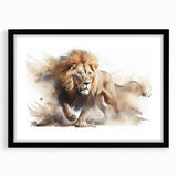 Sleek black-framed wall art featuring a stunning lion design, perfect for animal lovers and home decor enthusiasts. Ideal for adding a touch of wildlife elegance to any room.