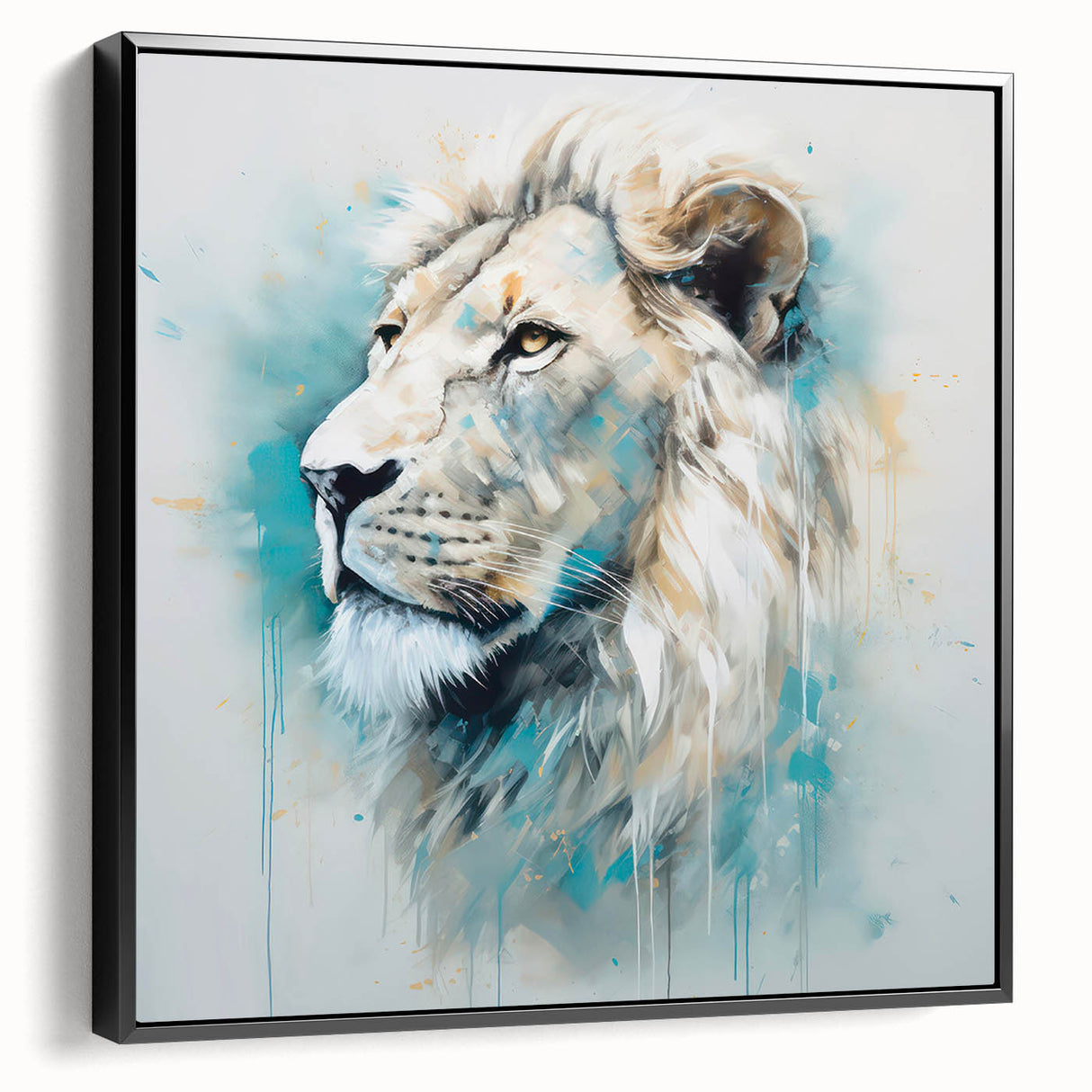 Framed wall art featuring a majestic lion design in a black color scheme, showcasing intricate details and textures, perfect for animal lovers and modern decor enthusiasts.