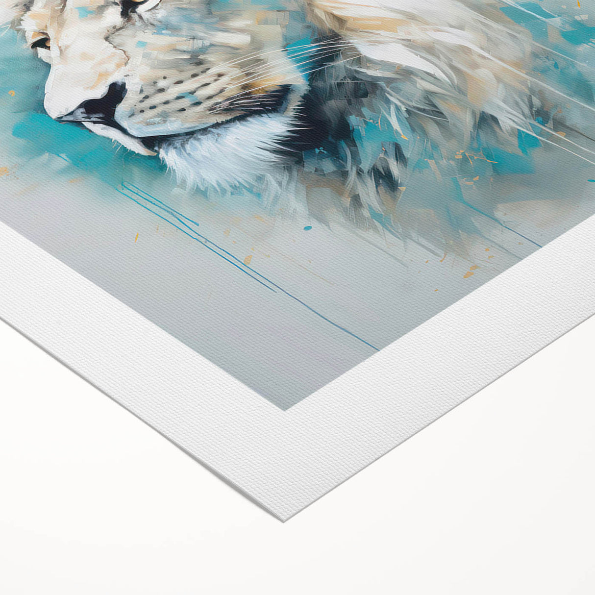 Vibrant rolled canvas wall art featuring a majestic lion in a wild landscape, ideal for animal lovers and nature enthusiasts, showcasing intricate details and rich colors. Perfect addition to home decor or safari-themed spaces.