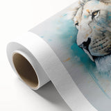 Vibrant rolled canvas showcasing a majestic lion design, part of a wildlife wall art collection, ideal for adding a touch of nature to any space.