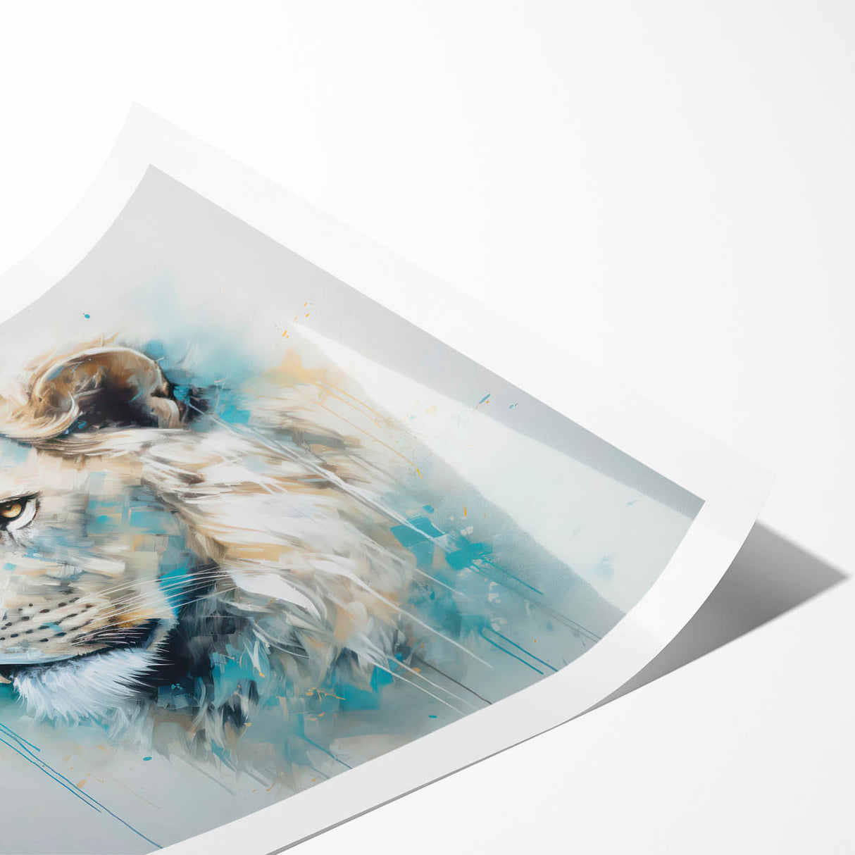 Stunning rolled wall art print featuring a majestic lion design, showcasing vibrant colors and intricate details, perfect for wildlife enthusiasts and home decor.