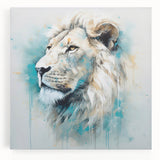 Stretched canvas wall art featuring a majestic lion design in vibrant colors, showcasing detailed fur textures and fierce expression, perfect for wildlife enthusiasts.