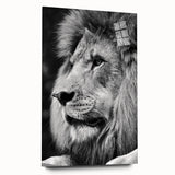 Acrylic glass wall art featuring a detailed side view of a lion, showcasing intricate design elements and vibrant colors, perfect for wildlife enthusiasts and home decor.