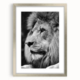 Framed wall art featuring a majestic lion design, showcasing intricate details and vibrant colors, set in a stylish silver frame with a mat for an elegant presentation. Perfect for wildlife enthusiasts and home decor.