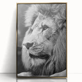 Framed wall art featuring a striking lion design in gold acrylic, showcasing intricate details and vibrant colors, perfect for adding a bold statement to any room decor.