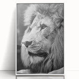 Framed wall art showcasing a majestic lion design, set against a white background, perfect for animal lovers and wildlife enthusiasts. Ideal for home decor.