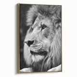 Framed wall art featuring a majestic lion design in gold tones, showcasing intricate details and textures, perfect for animal lovers and modern decor enthusiasts.
