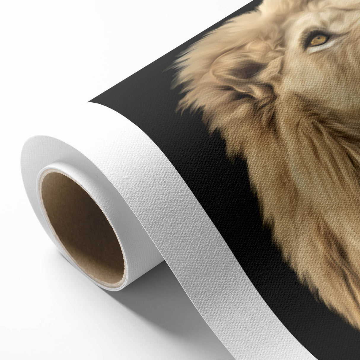 Colorful rolled canvas showcasing a striking lion design, part of a wildlife-themed wall art collection, ideal for adding a bold touch to any room decor.