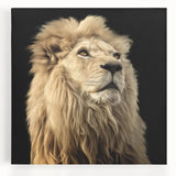 Majestic lion wall art on stretched canvas, showcasing vibrant colors and intricate details, perfect for enhancing any wildlife-themed decor. Ideal for animal lovers.
