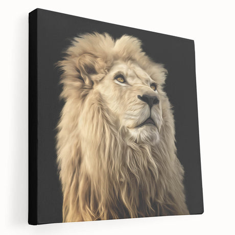 Stretched canvas wall art featuring a majestic lion design, showcasing vibrant colors and intricate details, perfect for animal lovers and wildlife decor enthusiasts.