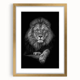 Framed wall art collection featuring a majestic lion design with a gold mat, showcasing vibrant colors and intricate details, perfect for wildlife enthusiasts.