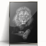 Framed wall art featuring a striking silver-accented lion design, showcasing intricate details and vibrant colors, perfect for animal lovers and modern decor.