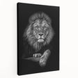 Stretched canvas wall art depicting a majestic lion in a side view, showcasing rich golden and brown tones, perfect for wildlife enthusiasts' home decor.