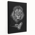 Stretched canvas wall art depicting a majestic lion in a side view, showcasing rich golden and brown tones, perfect for wildlife enthusiasts' home decor.