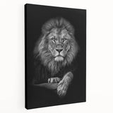 Stretched canvas wall art depicting a majestic lion in a side view, showcasing rich golden and brown tones, perfect for wildlife enthusiasts' home decor.