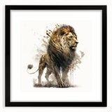 Framed wall art collection featuring a striking lion design, showcasing intricate details and a sleek black mat, perfect for wildlife enthusiasts and modern decor.
