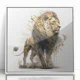 Framed wall art featuring a majestic lion design, showcasing vibrant colors and intricate details, ideal for wildlife enthusiasts and home decor lovers.