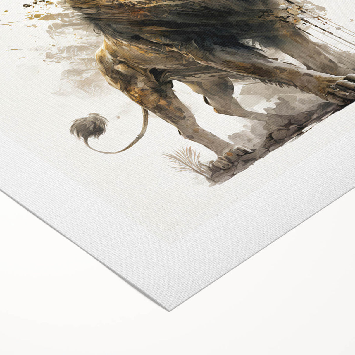 Vibrant rolled canvas featuring a majestic lion design, showcasing intricate details and rich colors, ideal for wildlife-themed decor or art collections.