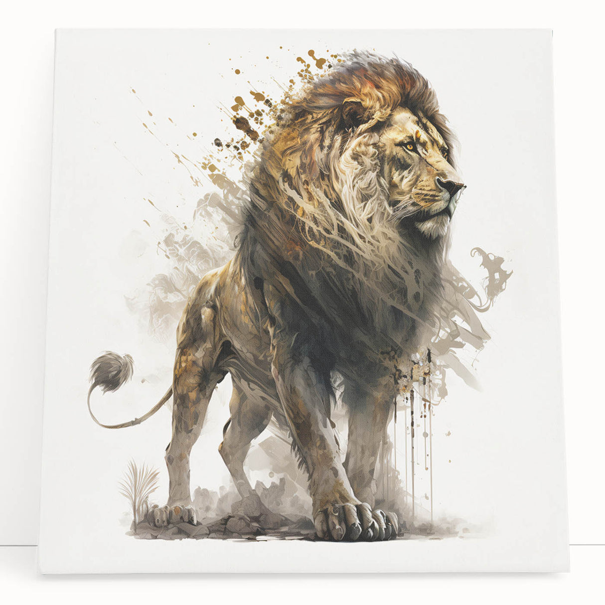 Majestic lion wall art featuring a vibrant, stylized design on stretched canvas, perfect for adding a wild touch to home decor. Ideal for animal lovers.
