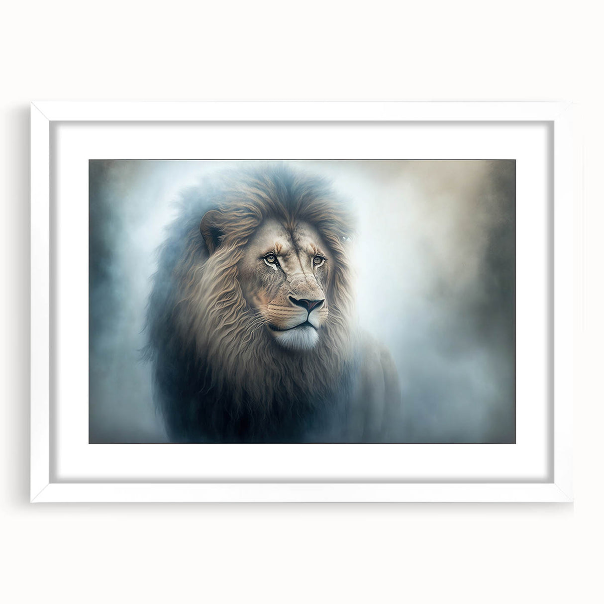 Framed wall art featuring a majestic lion design, showcasing vibrant colors and intricate details, perfect for wildlife enthusiasts and home decor lovers.