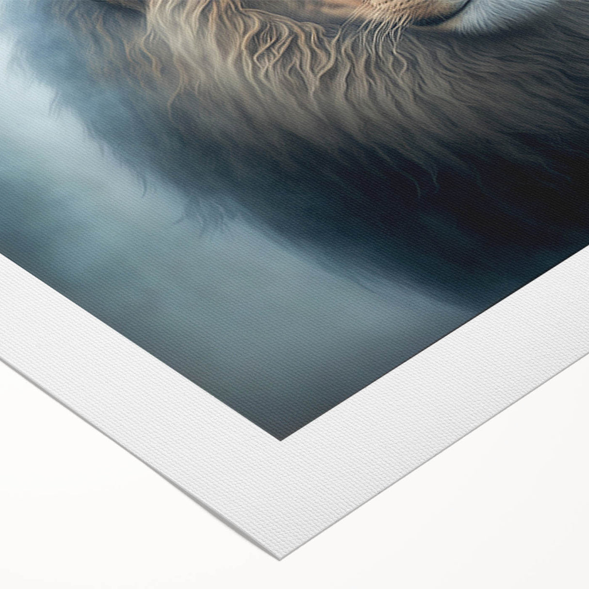 Vibrant rolled canvas artwork depicting a majestic lion in a wild landscape, perfect for adding a touch of nature-inspired decor to any room. Ideal for animal lovers and art enthusiasts.