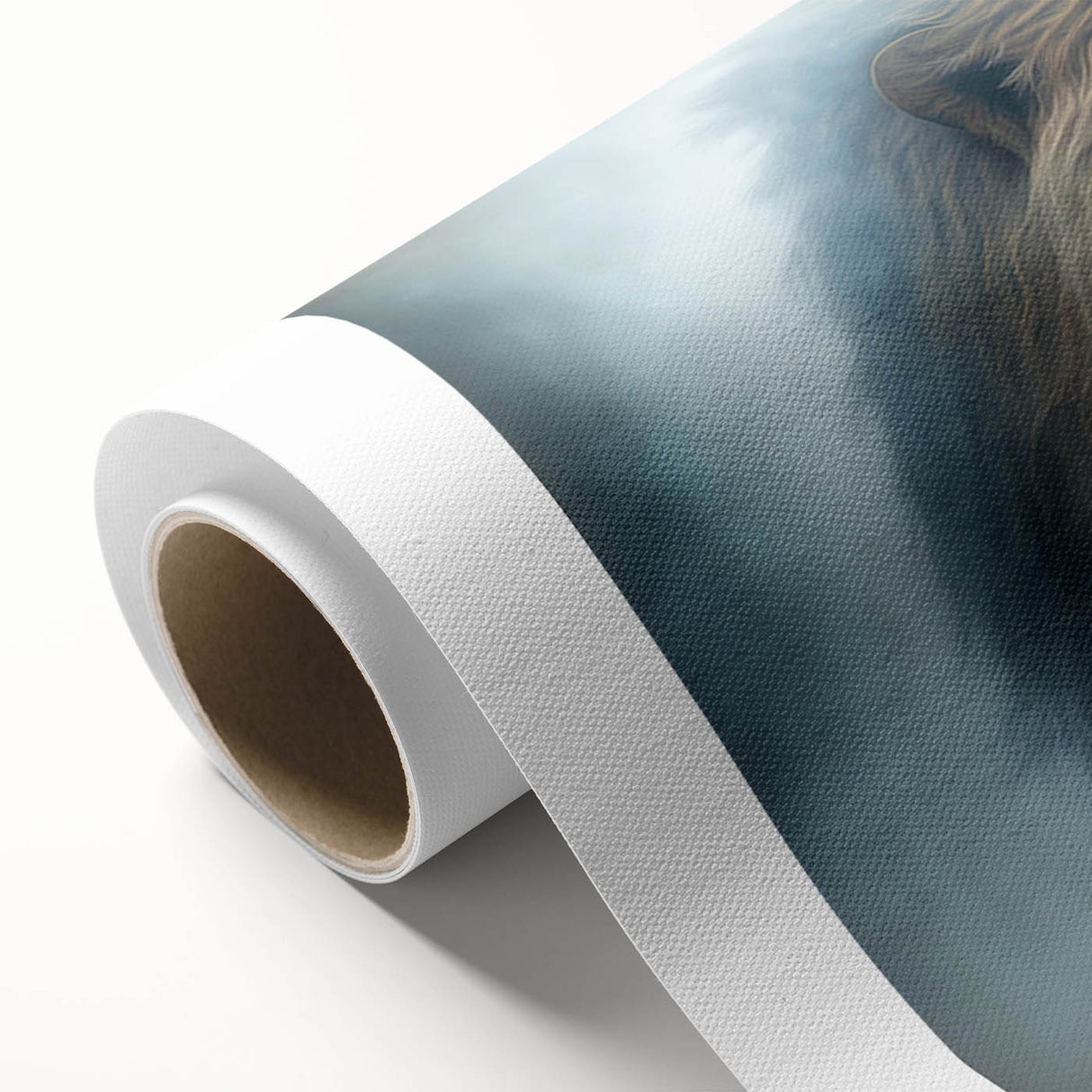 Vibrant rolled canvas featuring a striking lion design, showcasing intricate details in warm colors, ideal for wildlife enthusiasts and home decor.