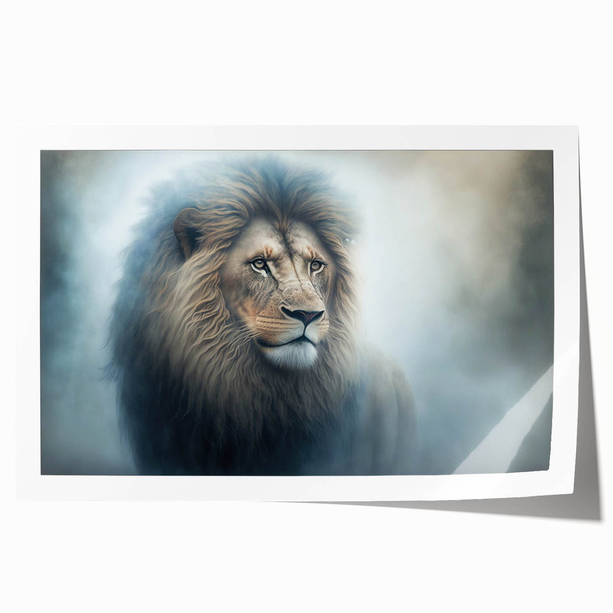 Vibrant rolled wall art featuring a majestic lion surrounded by colorful abstract patterns, perfect for adding a wild, artistic flair to any space. Ideal for animal lovers and home decor enthusiasts.