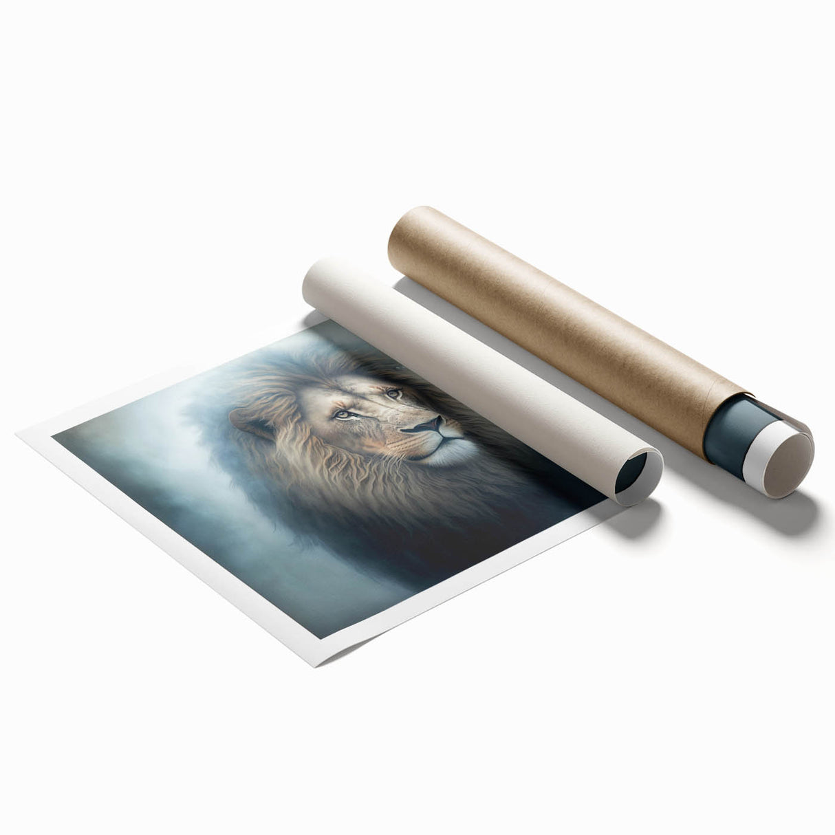 Majestic lion illustration in vibrant colors, framed against a textured background, showcasing African wildlife artistry, perfect for home decor.