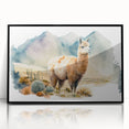 Framed wall art featuring a striking design of a llama and alpaca, showcased in black acrylic, perfect for adding a touch of wildlife decor to any space.