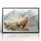 Framed wall art featuring a striking design of a llama and alpaca, showcased in black acrylic, perfect for adding a touch of wildlife decor to any space.