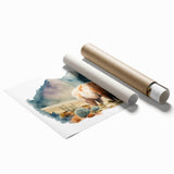 Llama and alpaca wall art print showcasing vibrant colors and intricate design, ideal for animal lovers and home decor enthusiasts, rolled for easy framing.