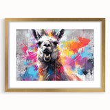 Framed wall art collection featuring a stylish llama and alpaca design in gold accents, perfect for animal lovers and modern home decor.