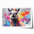 Llama and alpaca wall art design featuring vibrant colors and intricate details, perfect for animal lovers and home decor enthusiasts. Ideal for adding a whimsical touch to any space.