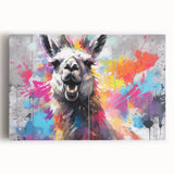 Llama and alpaca wall art canvas featuring vibrant colors and whimsical design, ideal for animal lovers and home decor enthusiasts, enhancing any space.