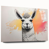 Acrylic wall art collection showcasing a vibrant llama and alpaca design in a side view, ideal for animal lovers and modern decor enthusiasts.