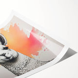 Colorful wall art print showcasing a whimsical llama and alpaca design, ideal for animal lovers, featuring vibrant hues and playful elements, perfect for home decor.