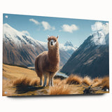 Side view of a llama and alpaca-themed acrylic wall art collection, showcasing vibrant colors and intricate designs, perfect for animal lovers' decor.