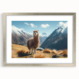Framed wall art collection showcasing a llama and alpaca design, featuring a silver frame and matting, ideal for animal lovers and home décor enthusiasts.