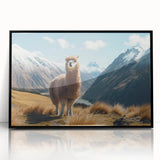 Framed acrylic wall art collection showcasing a striking black-and-white design of a llama and alpaca, perfect for animal lovers and modern decor enthusiasts.