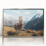 Framed wall art featuring a striking design of a llama and an alpaca, presented in a sleek silver frame, perfect for adding a playful touch to home decor.
