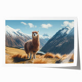 Llama and alpaca wall art collection print showcasing vibrant colors and intricate designs, ideal for animal lovers and modern home decor. Rolled for easy display.