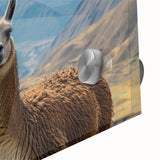 Close-up of a vibrant wall art design featuring a llama and alpaca, showcasing intricate details in colors and textures, perfect for animal lovers and home decor enthusiasts.