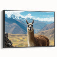 Framed canvas wall art showcasing a black and white llama and alpaca design, perfect for animal lovers, adding a stylish touch to home decor.