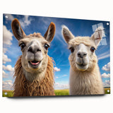 Acrylic wall art featuring a side view of a colorful llama and alpaca design, showcasing vibrant patterns and textures, perfect for animal-themed decor.