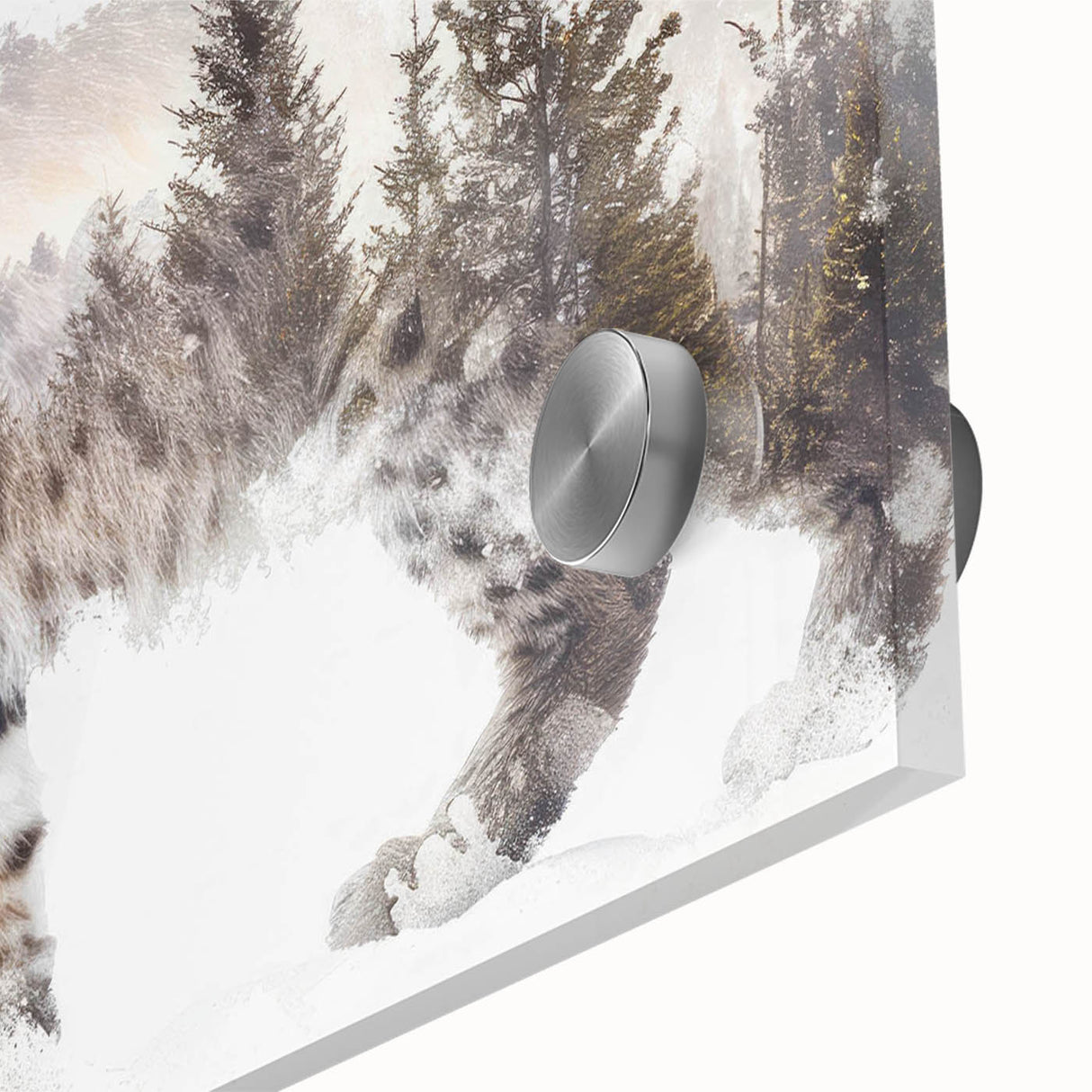 Close-up of a stunning acrylic glass wall art piece featuring a lynx design, showcasing vivid colors and intricate details, perfect for wildlife enthusiasts' decor.