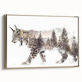 Framed canvas wall art featuring a majestic lynx design in gold, showcasing intricate details and textures, perfect for animal lovers and modern home decor.