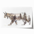 Lynx wall art design featuring a vibrant and detailed illustration of a wild lynx, printed on high-quality rolled canvas, ideal for nature-themed decor.