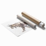Lynx wall art print featuring a vibrant, detailed design showcasing the wild beauty of nature, rolled for easy display and shipping, perfect for animal lovers.