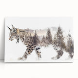 Lynx wall art design on stretched canvas, showcasing intricate details of the wild feline, ideal for nature enthusiasts and home decor. Elegant and vibrant, perfect for adding a touch of wildlife to any space.